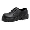 Men's Platform Derby Boots British Style Round Toe Chunky Sole Formal Shoes Comfortable Black Leather Business Casual Footwear