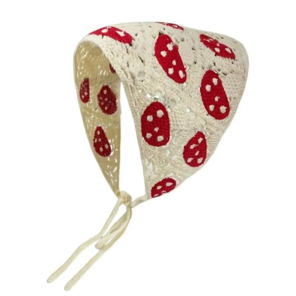 Creative Multicolor Knitting Flower Headband Little Daisy French Crochet Triangle Headscarf Spring Outing Pastoral Style Scarf
