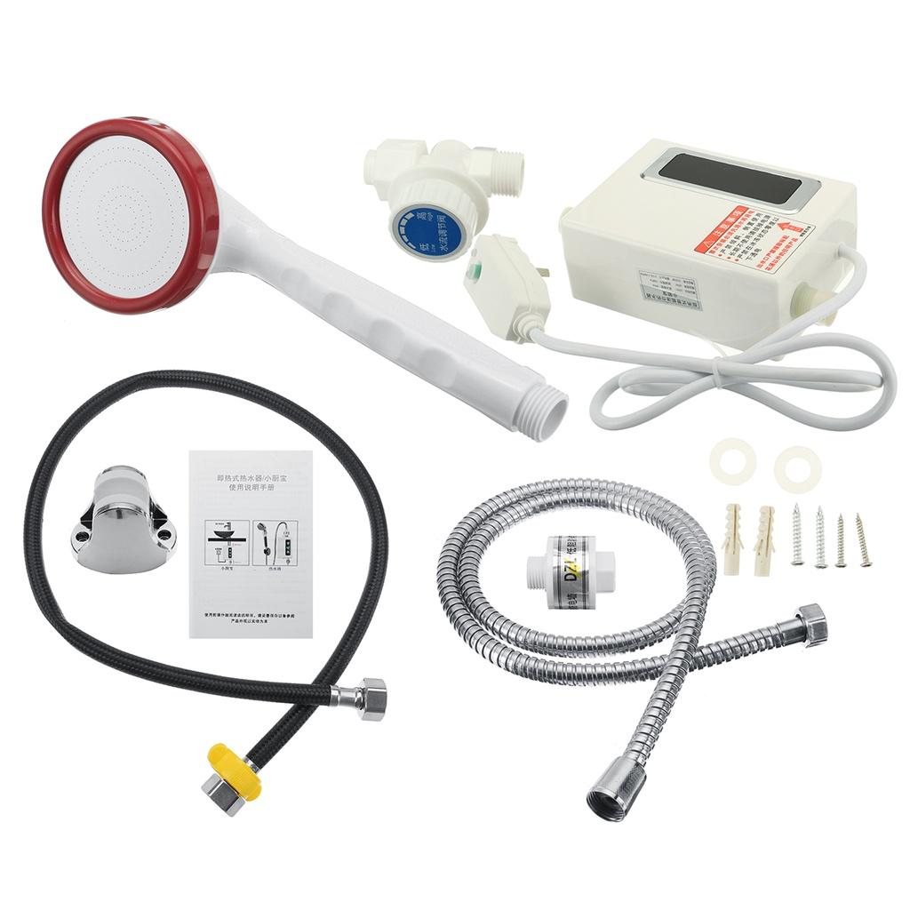 3800W Bathroom Electric Water Heater Hot Shower Temperature Display Instant Hot Water Tankless Instant Water Heater 220V