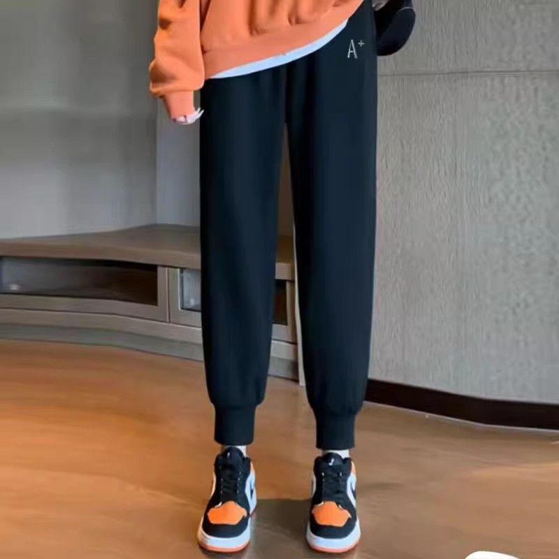 

Спортивные брюки больших размеров, визуально стройнящие, женские, новинка осени и зимы 2025 года, бархатные спортивные штаны больших размеров, женские, свободные, зауженные, модные, повседневные брюки Grey (Spring & Fall single model) 3XL