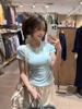2025 Korean Style Solid Color Slim Fit Women's Short Sleeve T-Shirt