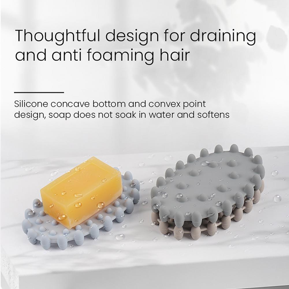 Shower Soap Holder Silicone Soap Box Silicone Soap Dish with Drain for Bathroom Sink Organization Anti-slip Bottom Bar Holder
