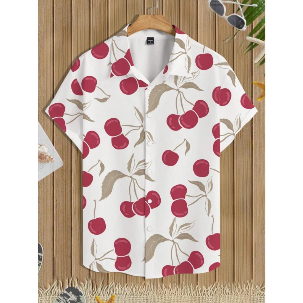 2025 New Summer Daily Fashion Short-sleeved Shirts 3D Flower-printed Men's Casual Shirts Outdoor Beach Hawaiian Style Shirts