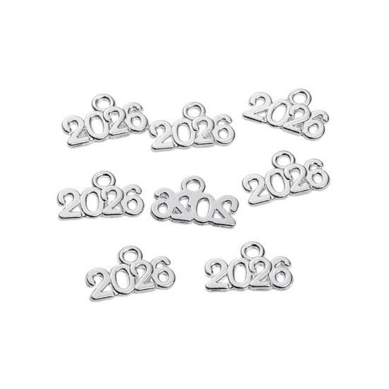 Yousheng 50Pcs 2026 Alloy Charm Vintage Number Decoration Charm Accessories DIY Keychain Jewelry Earring Bracelet Necklace Pendant