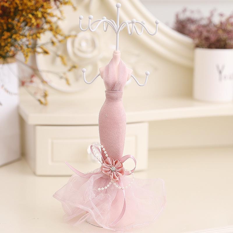 Nordic Female Jewelry Stand: Creative Pink Crystal Ornament Display Rack - 5-Piece Set
