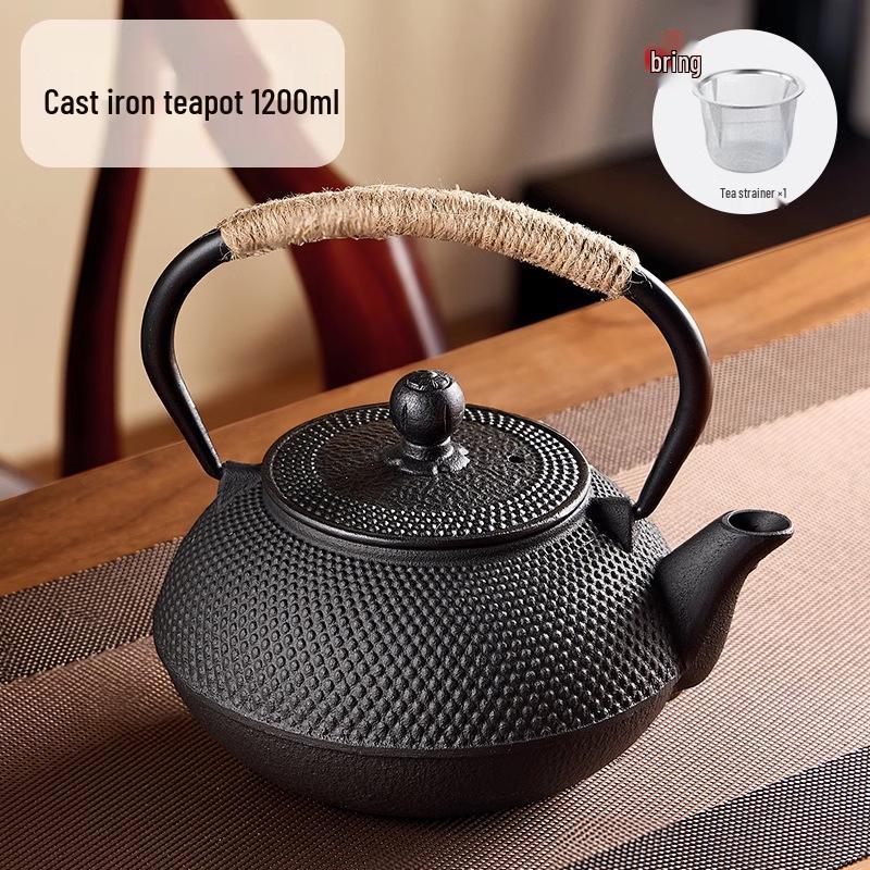 Handmade Uncoated Cast Iron Japanese Tea Pot - Retro Style Hearth Kettle for Brewing and Boiling Water