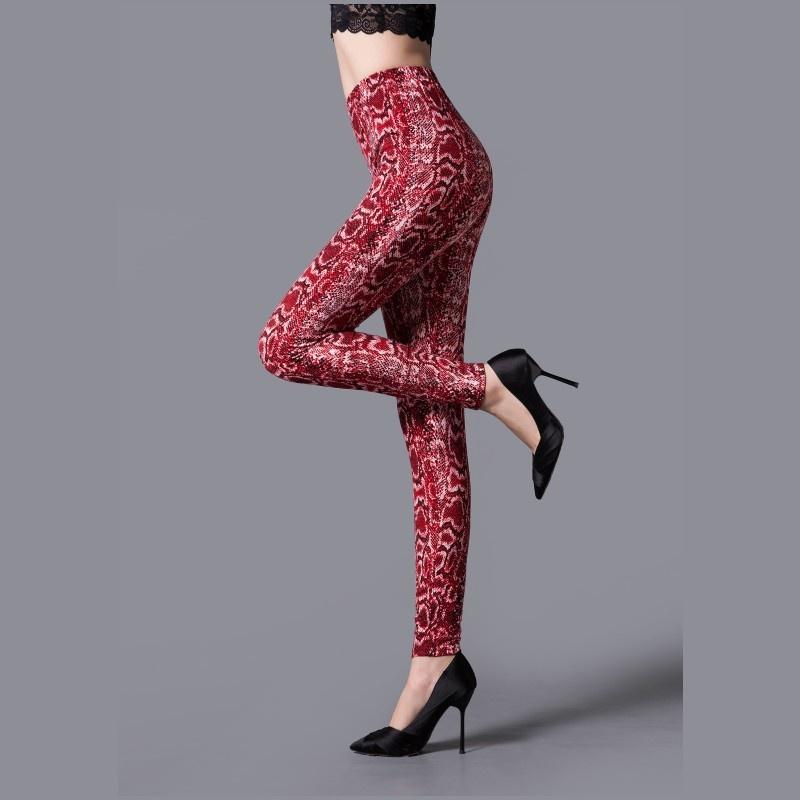 Skinny legíny s potiskem hadí kůže Leopard Slim kotníkové kalhoty jedné velikosti