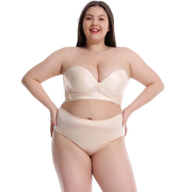 Large Size Strapless Bra Cross Non-slip Wrap Chest Seamless Gathered Women's Tube Top Large Chest Small Bra