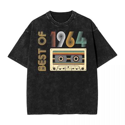 Made In 1964 60 Years Old Washed T Shirt Streetwear Vintage T-Shirt Tees for Men Women 100% Cotton Oversize Summer