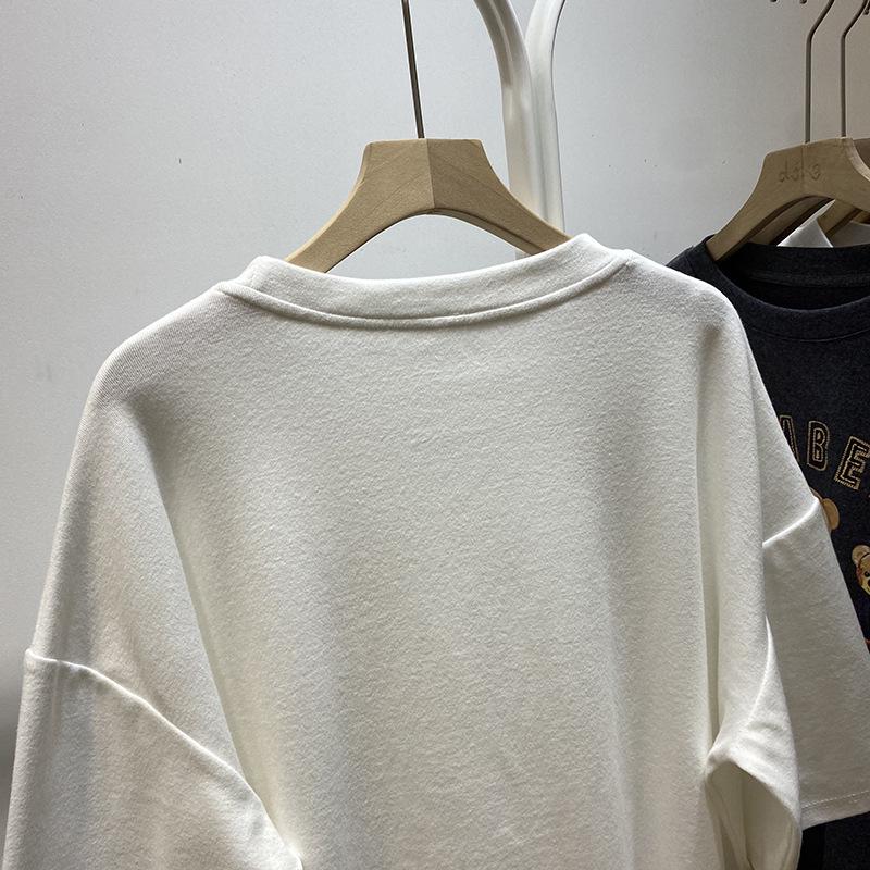 Camiseta Holgada de Algodón para Mujer con Estampado de Tres Ositos - Top de Moda Casual de Verano