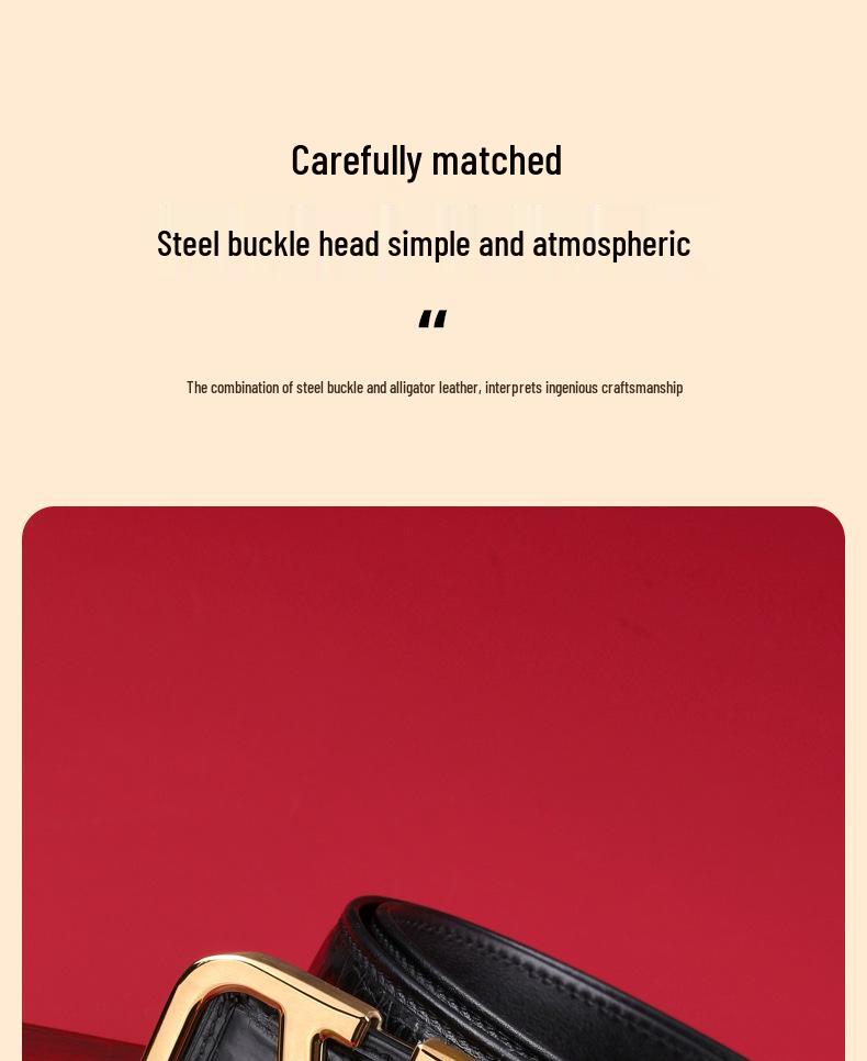 Paul Messier Herren Glatte Schnalle Alligatorleder Gürtel PL608101