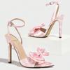 Sandale cu Toc Înalt Design Puncte cu Fundiță Dulce Marcă Modă Femei Curea la Gleznă Cataramă Mărime Mare 43 Pantofi Eleganti cu Toc Înalt