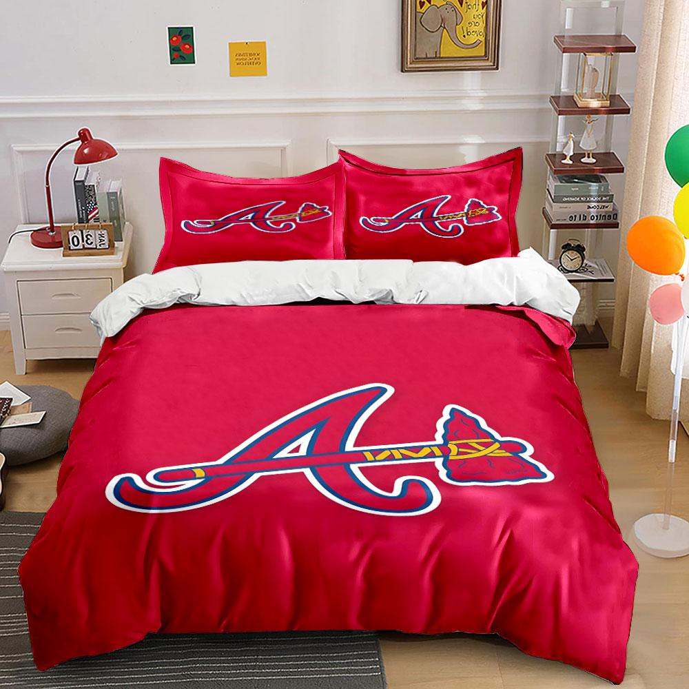 Red Letter "A" with Tomahawk Design Print Bedding Set Duvet Cover Pillowcases (1* Duvet Cover 2* Pillowcases Do Not Include Comforter)