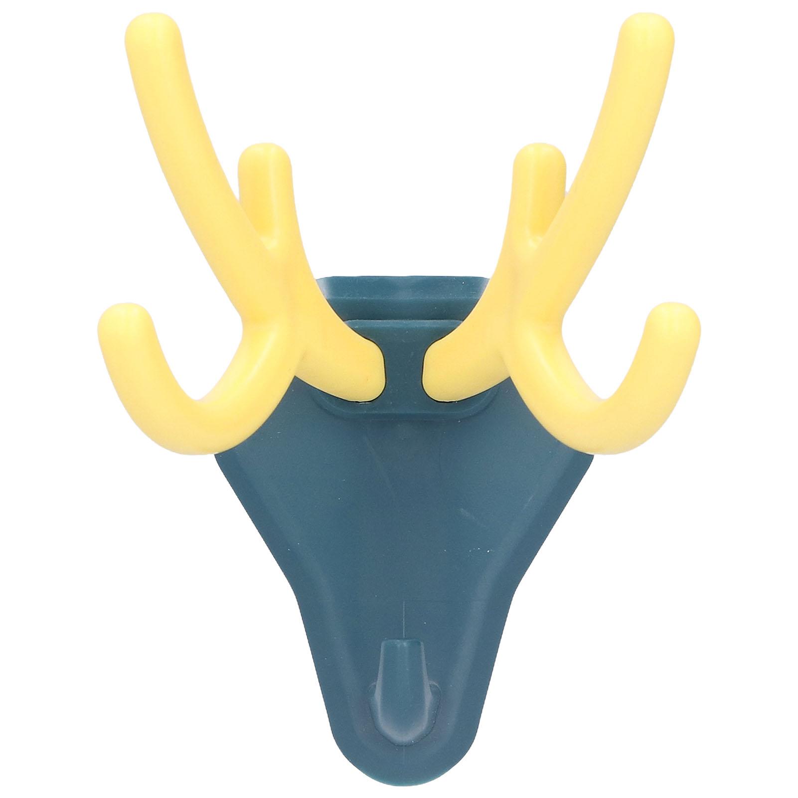 

Cute Antler Hook Punch Free Multifunction Deer Antlers Wall Hooks for Home OfficeBlue Yellow