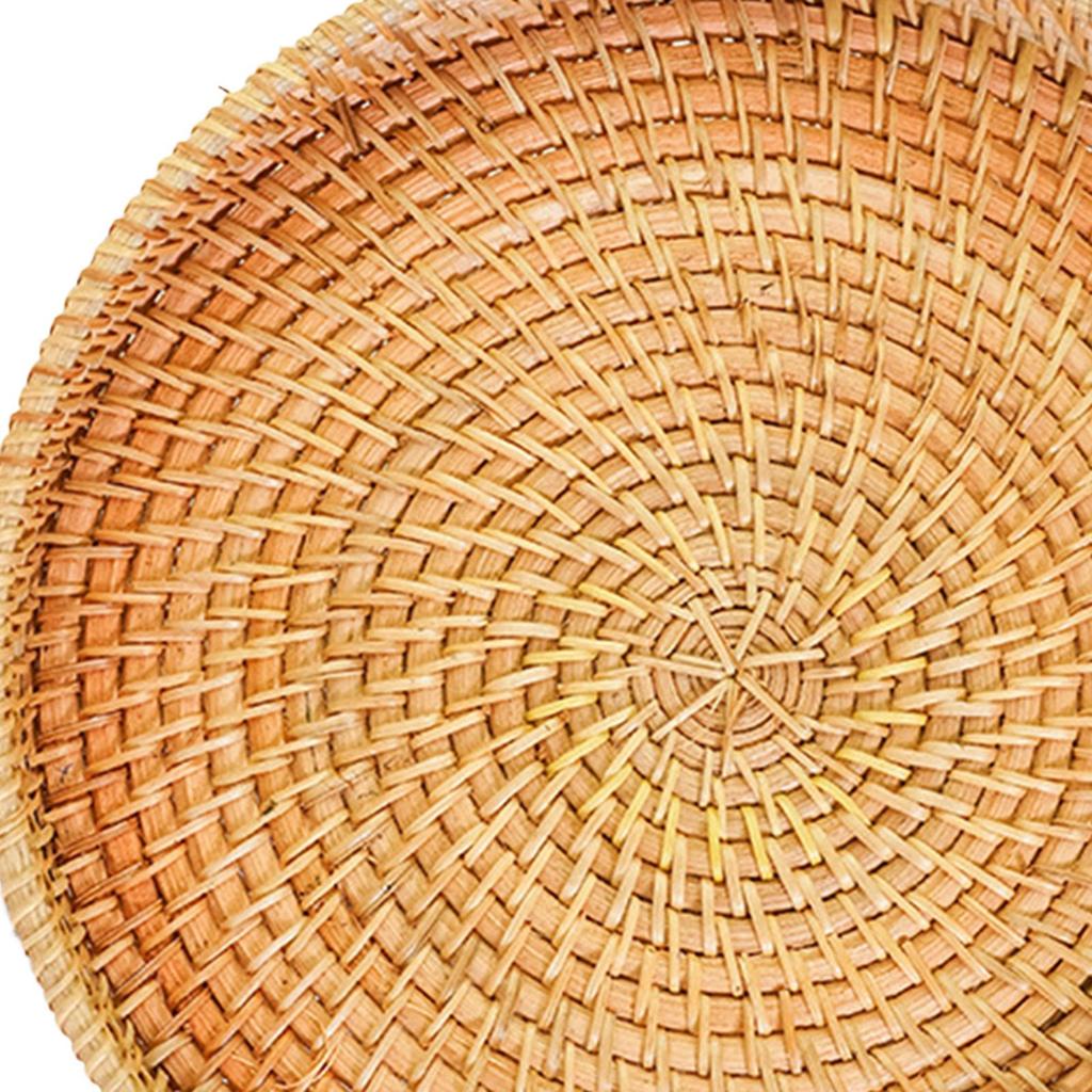 Rattan Round Serving Tray Food Serving Baskets Wicker Platter for Home