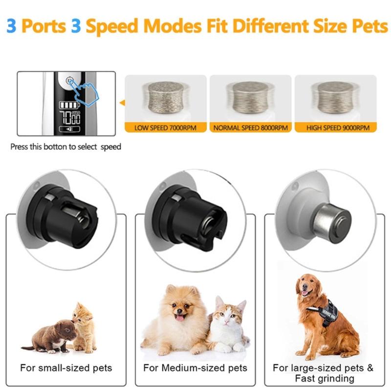 Quiet Rechargeable Dog Cats Nail Trimmer With Low Noise Motor And 3 Speed For Grooming
