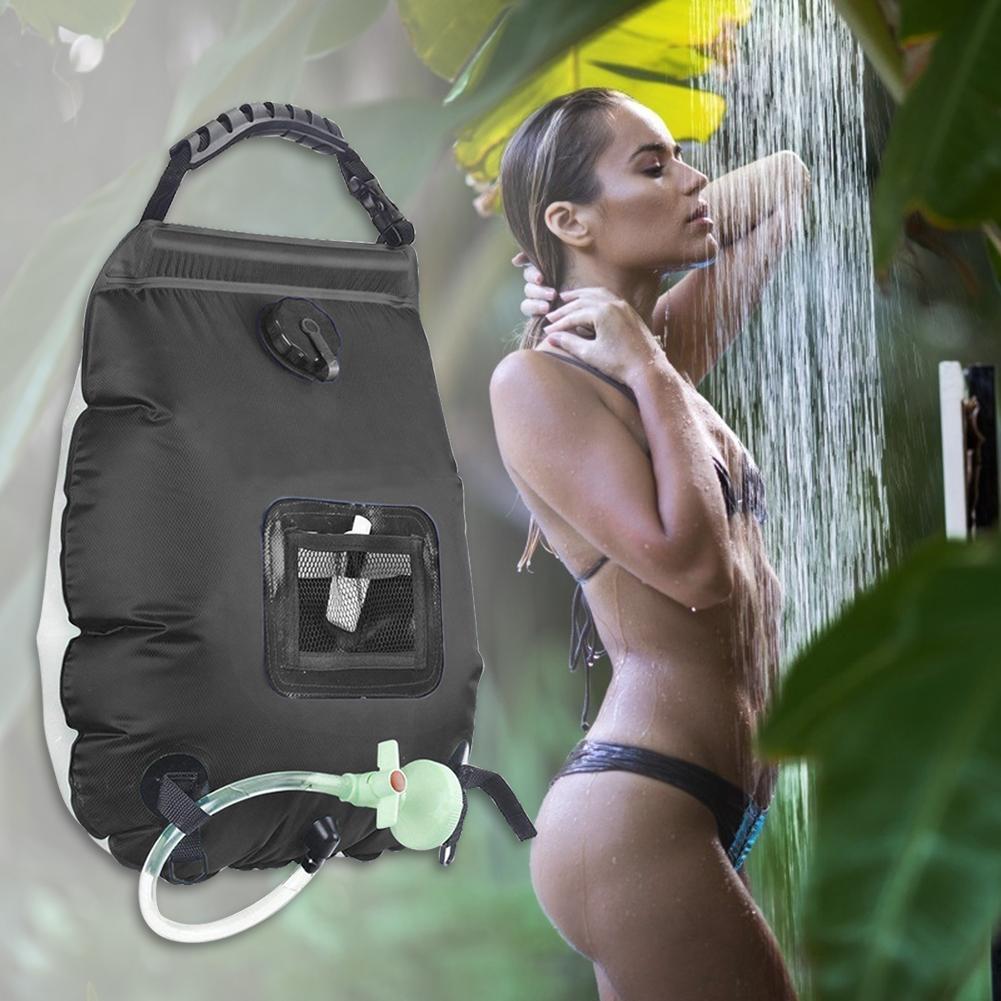 20L Solar Shower Bag Outdoor Heating Camping Shower Water Bags Portable Bathing Storage Bag with Shower Head Camping Supplies