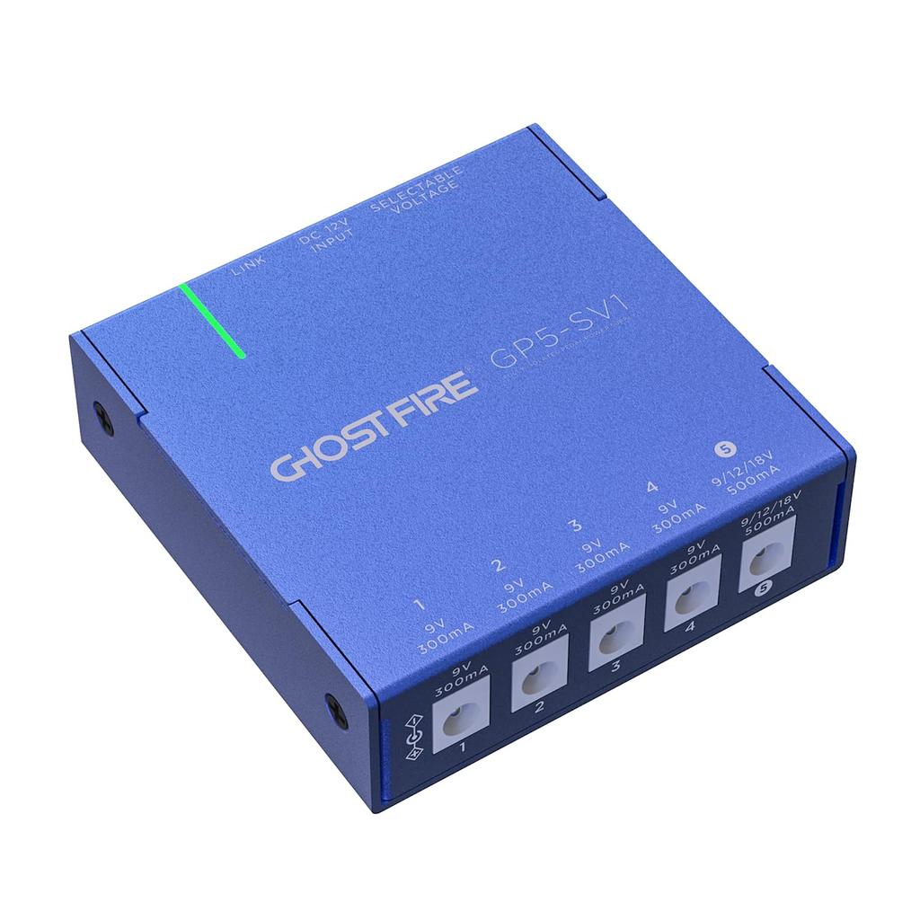 GHOSTFIRE Effector Power Supply 5 Channel Fully Isolated Power Supply Short Circuit Protection DC Adjustable Low Noise with Cable for Guitar Effector