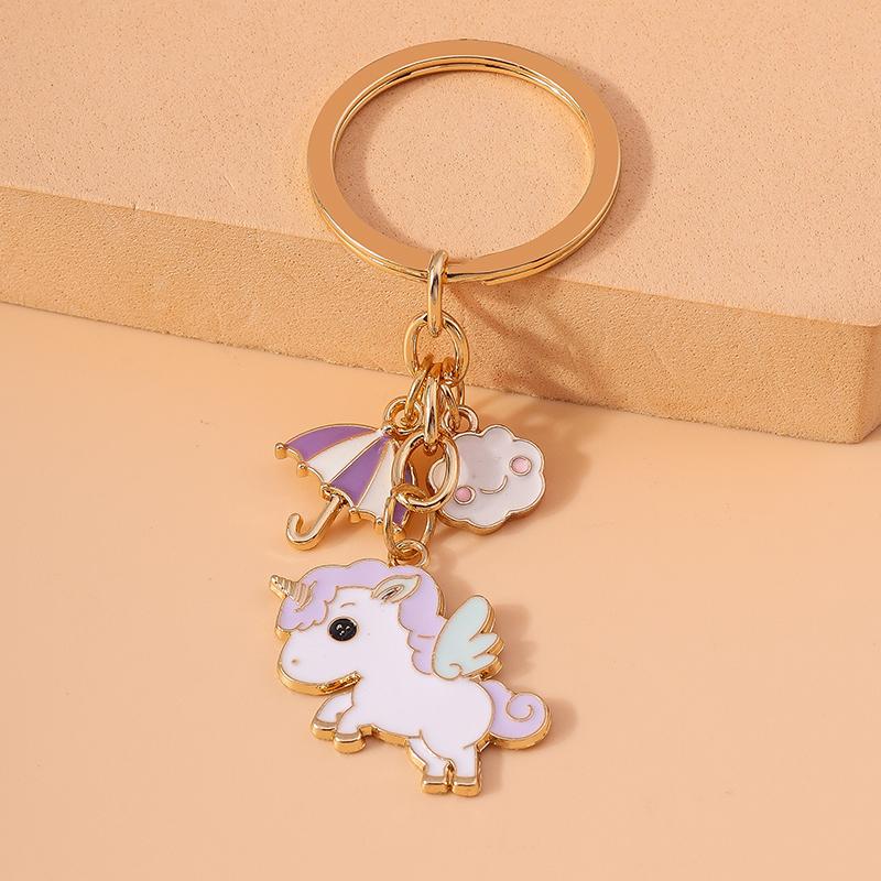 Cute Enamel Animal Horse Keychain Unicorn Key Ring Pendant for Car Key Holder Women Girls Handbag Accessories DIY Jewelry Gift