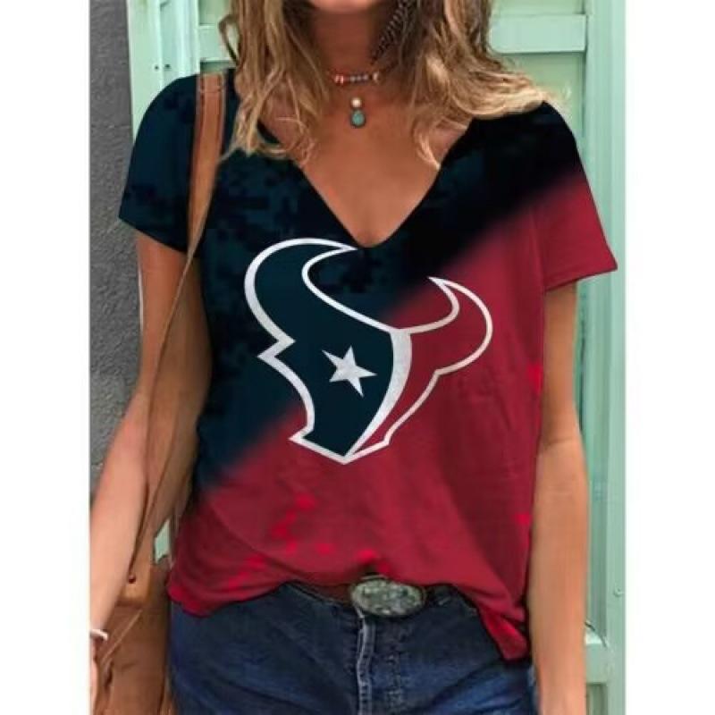 Summer V-neck 3D Football Team Printed Top Fashionable Casual Short Sleeved Women's T-shirts