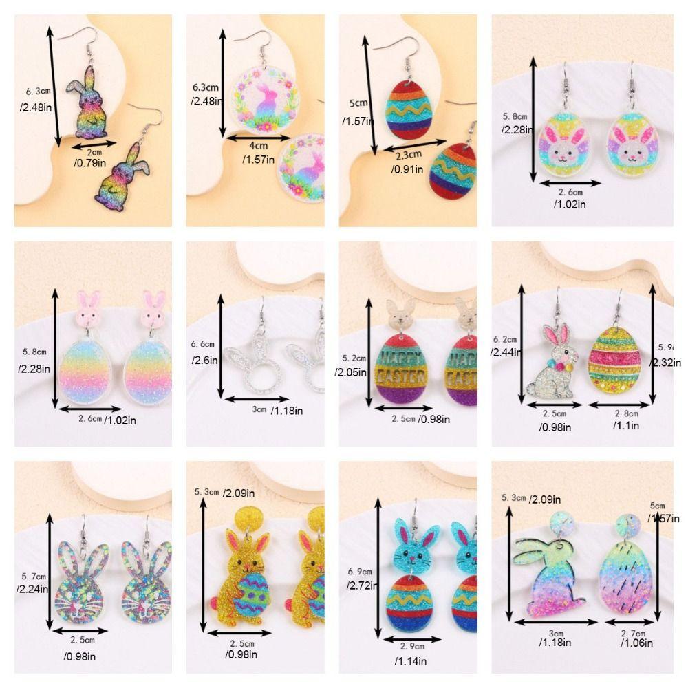 Acrylic Bunny Pendant Earrings Cartoon Easter Egg Dangle Earrings Fashion Easter Egg Earrings  Men
