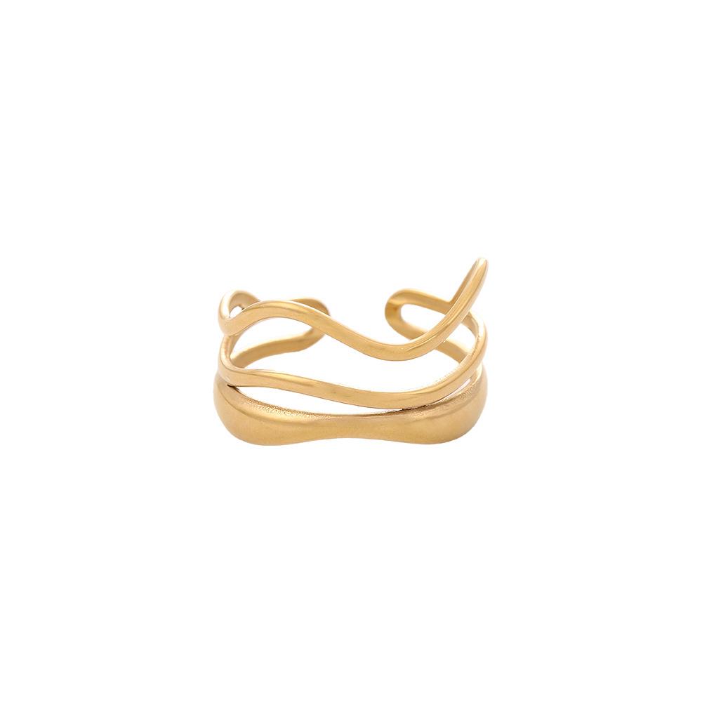Versatile Cross Stainless Steel Open Ring - Gold & Silver Finish, Modern Design Jewelry