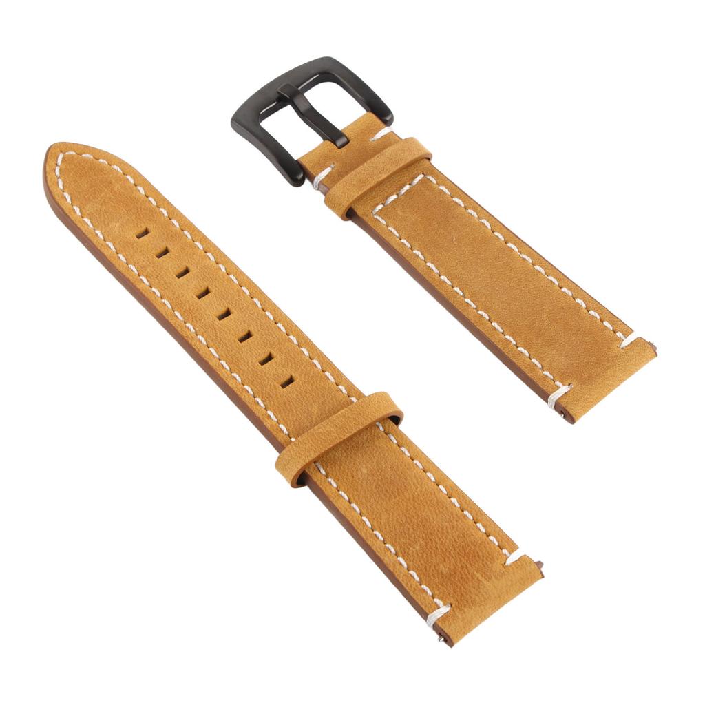 Leather Watch Strap Quick Release Closure Frosted Surface Fashionable Vintage Watch Strap Yellow