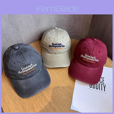 Vintage Letter Embroidered Baseball Cap With Curved Brim For Casual Summer Wear