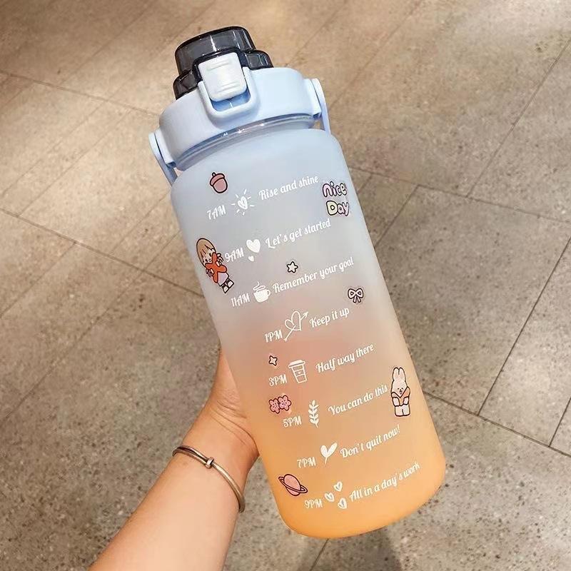 Water Cup Gradient 2000ml Large Capacity Kettle 2L Space Cup Summer Fitness Sports Water Cup
