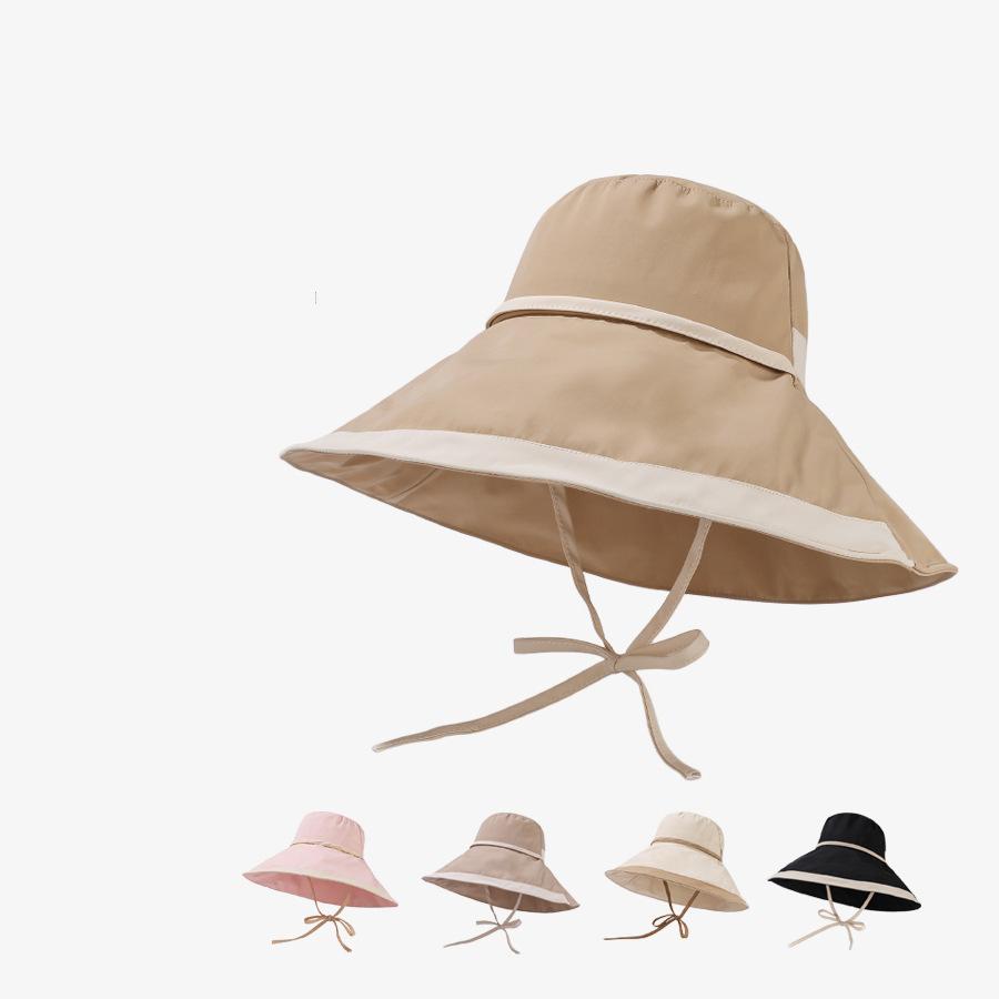 Summer Big Brim Foldable Strap Fisherman Hat Women's Outdoor Sun Hat