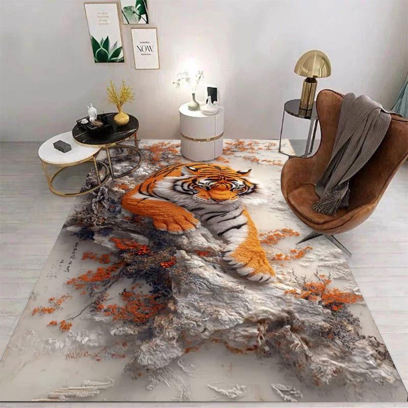 Modern Tiger Art Area Rug Carpet Washroom Floor Mat Washable Dining Room Bedroom Decor Floor Rug Easy To Clean Very Fashionable