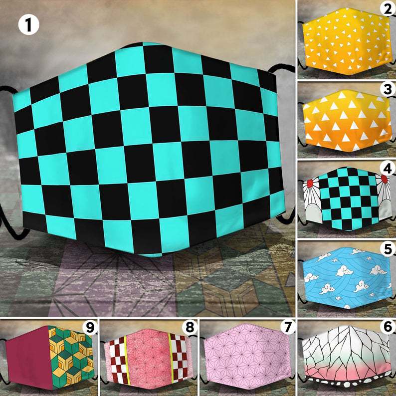 Demon Slayer Geprinte Stofdichte Masker met Filtergleuf voor Mannen en Vrouwen