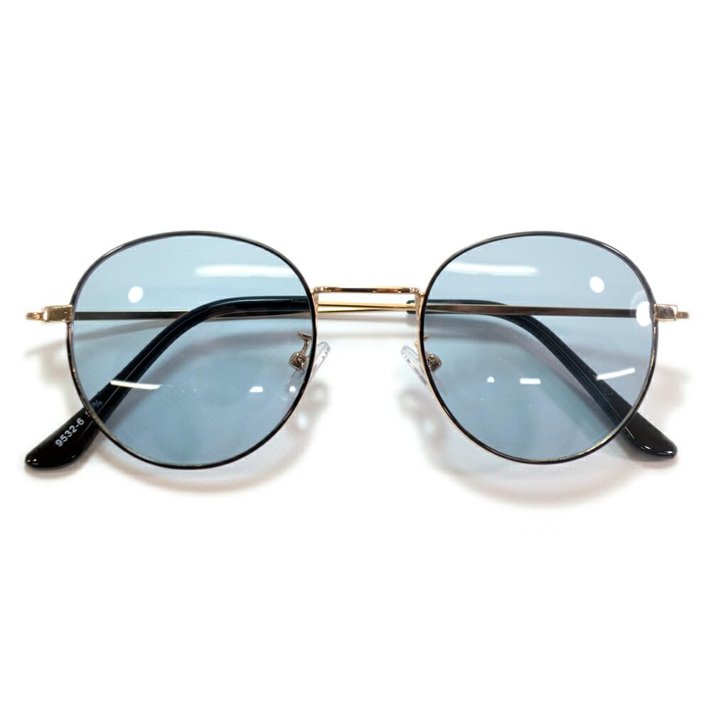 [MERRY PLEASURE] Sunglasses for Men and Women, Fashion Glasses, Round Glasses, Boston Style, Thin Frame, Thin Rim, Tinted Lenses