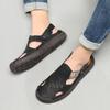 Men Sandals Black Leather Slippers Outdoor Summer Hiking Sandals Wide Head Beach Shoes for Father Plus Size