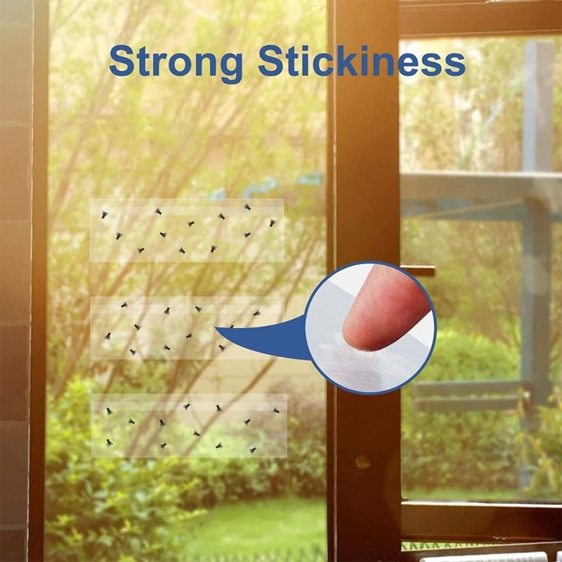 50Pcs Strong Fly Traps Sticky Board Fly Control Adhesive Tape Powerful Fly Catcher Sticker Sheet Clear Window Fly Trap