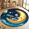 3D HD Astronaut and Moon mat for Kids' Rooms round carpet for home sofa bedroom, gift for kids, Non-slip decorative rug