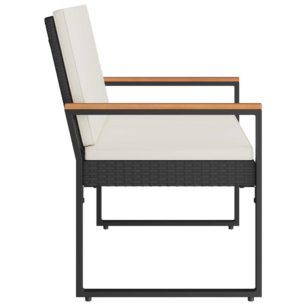 Outdoor Bench in Black and Cream White 107 x 61 x 80 cm Poly Rattan