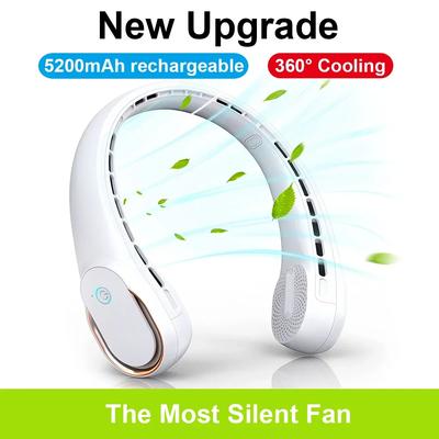5200mAh Halsventilator Bærbar Bladløs Hængende Hals Genopladelig Luftkøler 3 Hastigheder Mini Sommer Sportsventilatorer. Cool Bærbar Ventilator