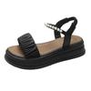 Muffin Platform Roman Sandals Fairy Fairy Wind Summer Flat Pearl Strap Elastic Sandals Large Size