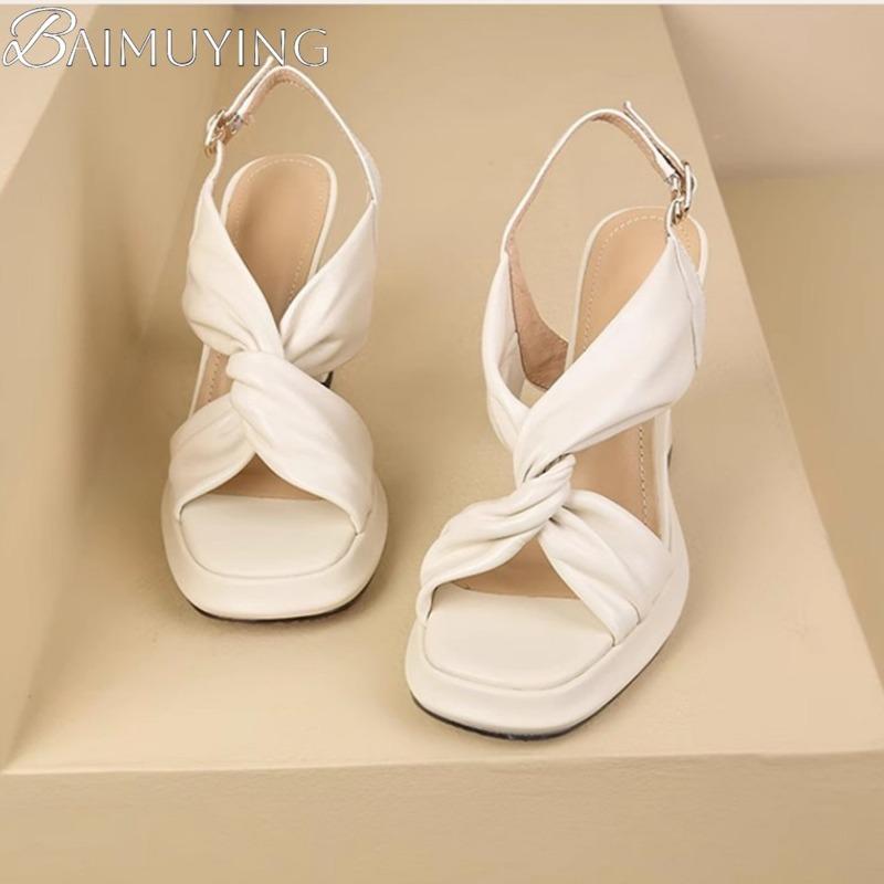 Fashion Women Sandals Square Toe Platform High Heels Shoes 2025 Trend New Summer Elegant Chunky Pumps Dress Shallow Zapatillas De Mujer