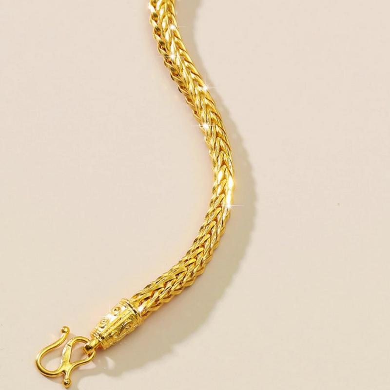 Alloy Gold Plated Dragon Head Fox Tail Necklace 6Mm Imitation Gold Personalized Square Fox Tail Necklace Neck Chain