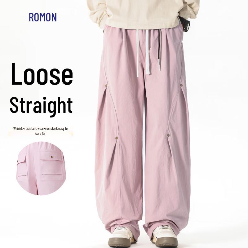 Luomeng American Style Loose Wide-Leg Casual Cargo Pants