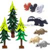 MOC Animali Blocchi da Costruzione Zoo della Foresta Tigre dai Denti a Sciabola Orso Alce Elefante Aquila Squalo Scimmia Leone Giocattolo Mini Mattoncino Regalo per Bambino S09
