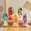 Eternal Rose Glass Lampshade with Baby's Breath Dried Flowers - Valentine's Gift Soap Flower Lamp