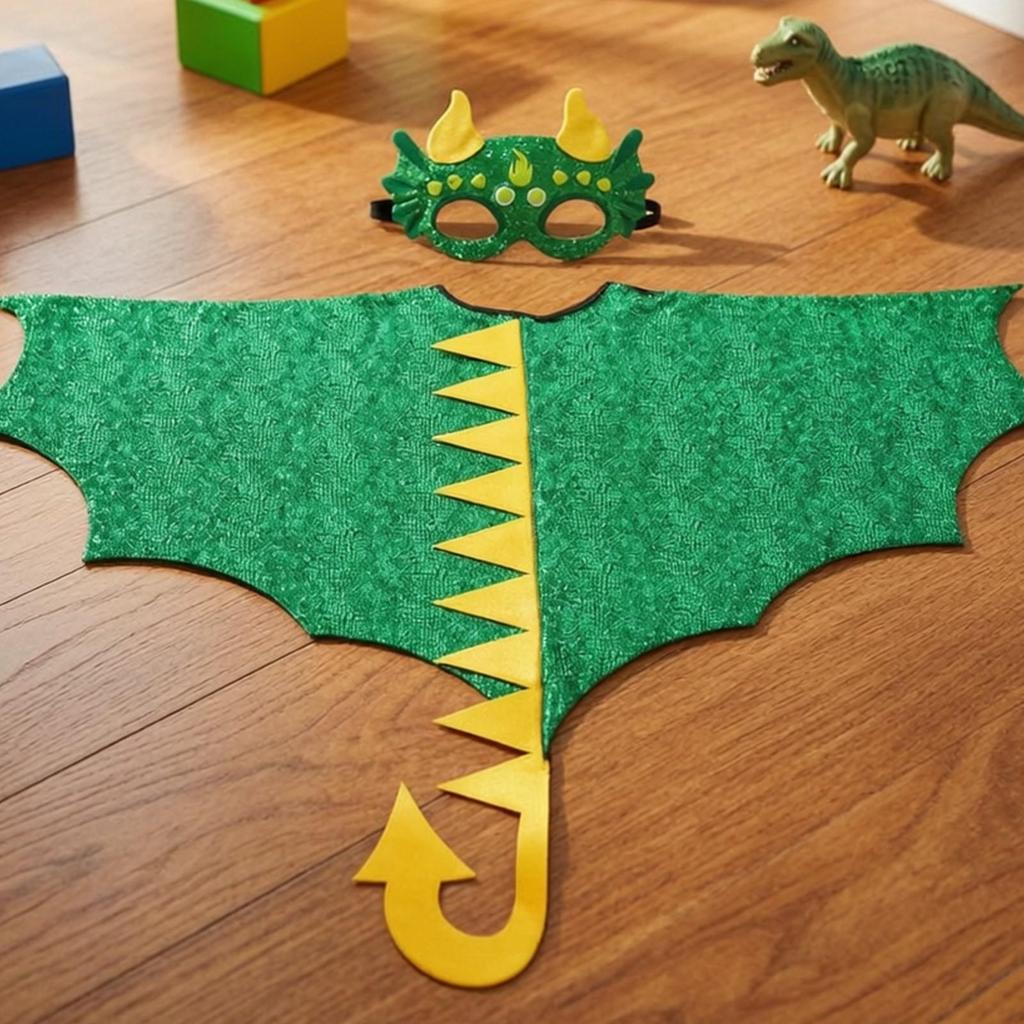 Dinosaur Cape Shiny Costume with Mask Sparkling for Halloween, Kids