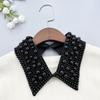 Elegant Vintage Pearl Embellished Handcrafted Collar for Women High-Quality Polyester Fiber Pearl Sewing Woven Necktie Style