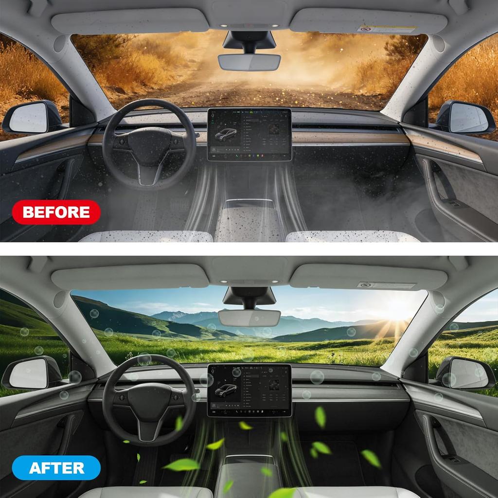 Filtre à air HEPA Spurtar pour Tesla Model Y, Remplacement du filtre à air d'habitacle avec charbon actif pour accessoires Tesla Model Y Juillet 2021-2025 (Lot de 4