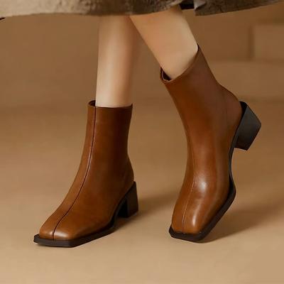 Women's Boots for Sexy High Heels Designer Square Toe Shoes  Winter New Ankle Boots Pumps Trend Dress Luxury Woman Booties