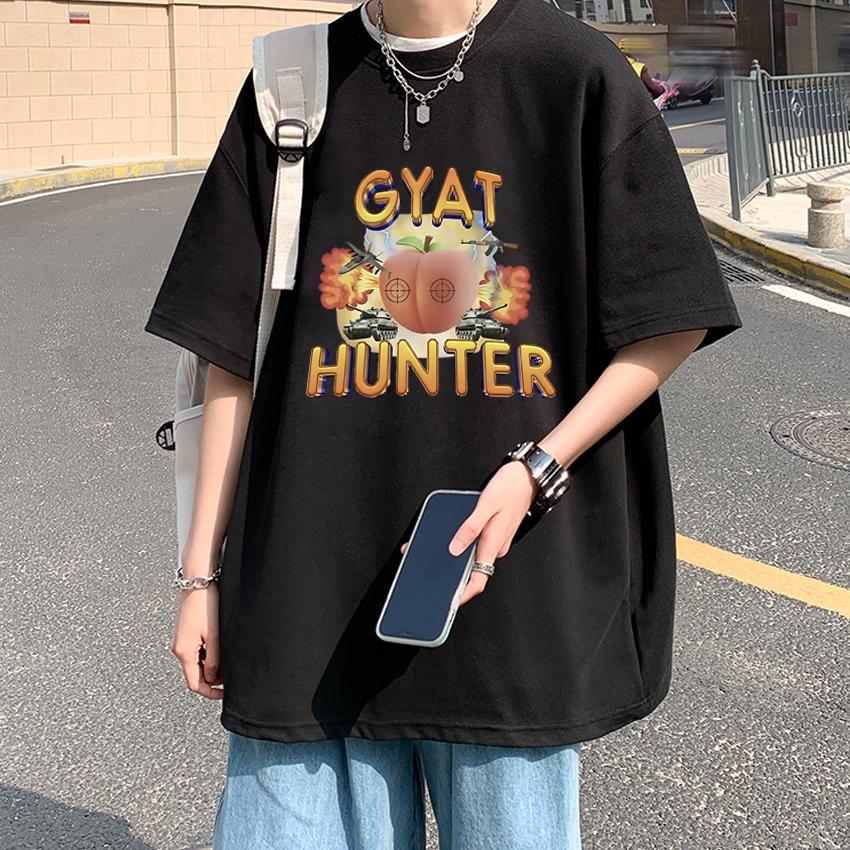 Hot Sale New in Gyat Hunter Fun Meme T shirts Unisex Fashion Y2k short sleeve T-shirt Summer Men Women 100% Cotton clothing Tops