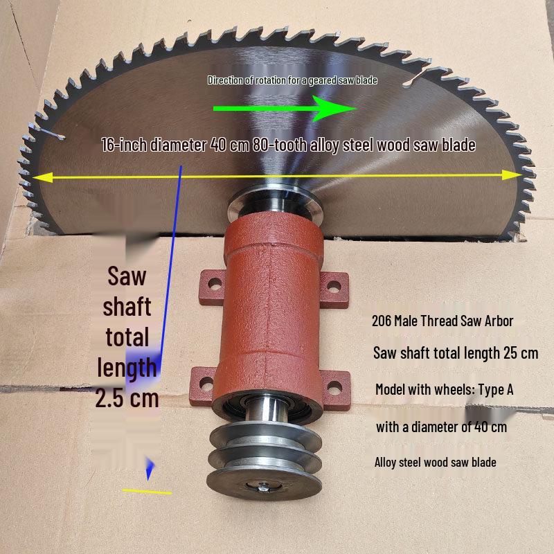 206 Wood Cutting Machine Spindle Bearing Housing: Sliding Table Saw Accessories & Base Assembly with Spindle Shaft & Sleeve